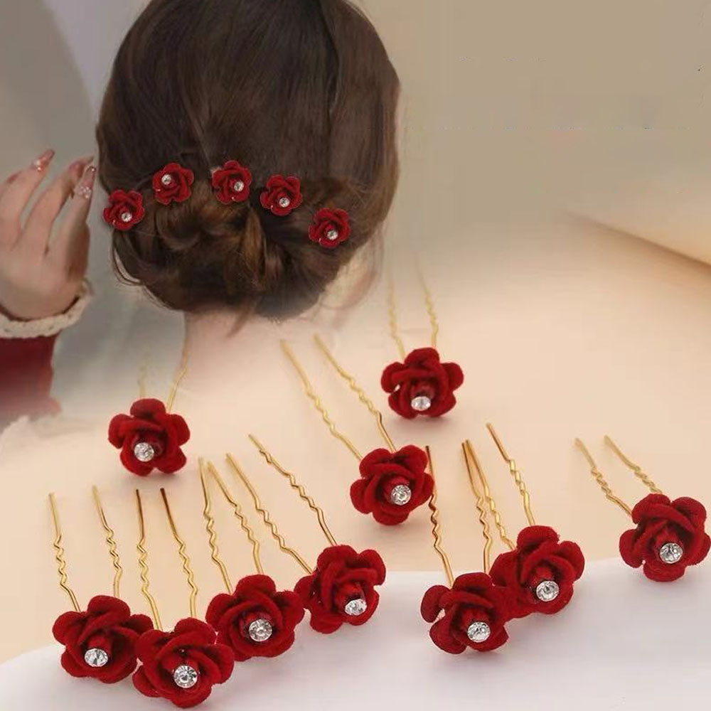 Florist Supplies - 10Pcs Rose Hair Accessories Wedding Bride